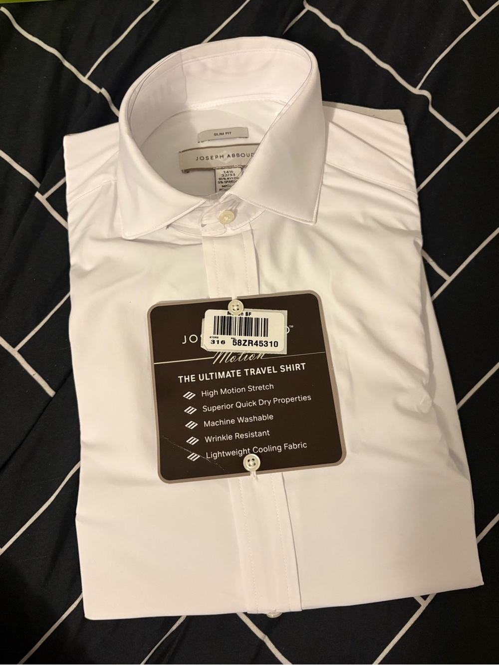 Joseph Abboud White Men's Dress Shirt - Travel Stretch